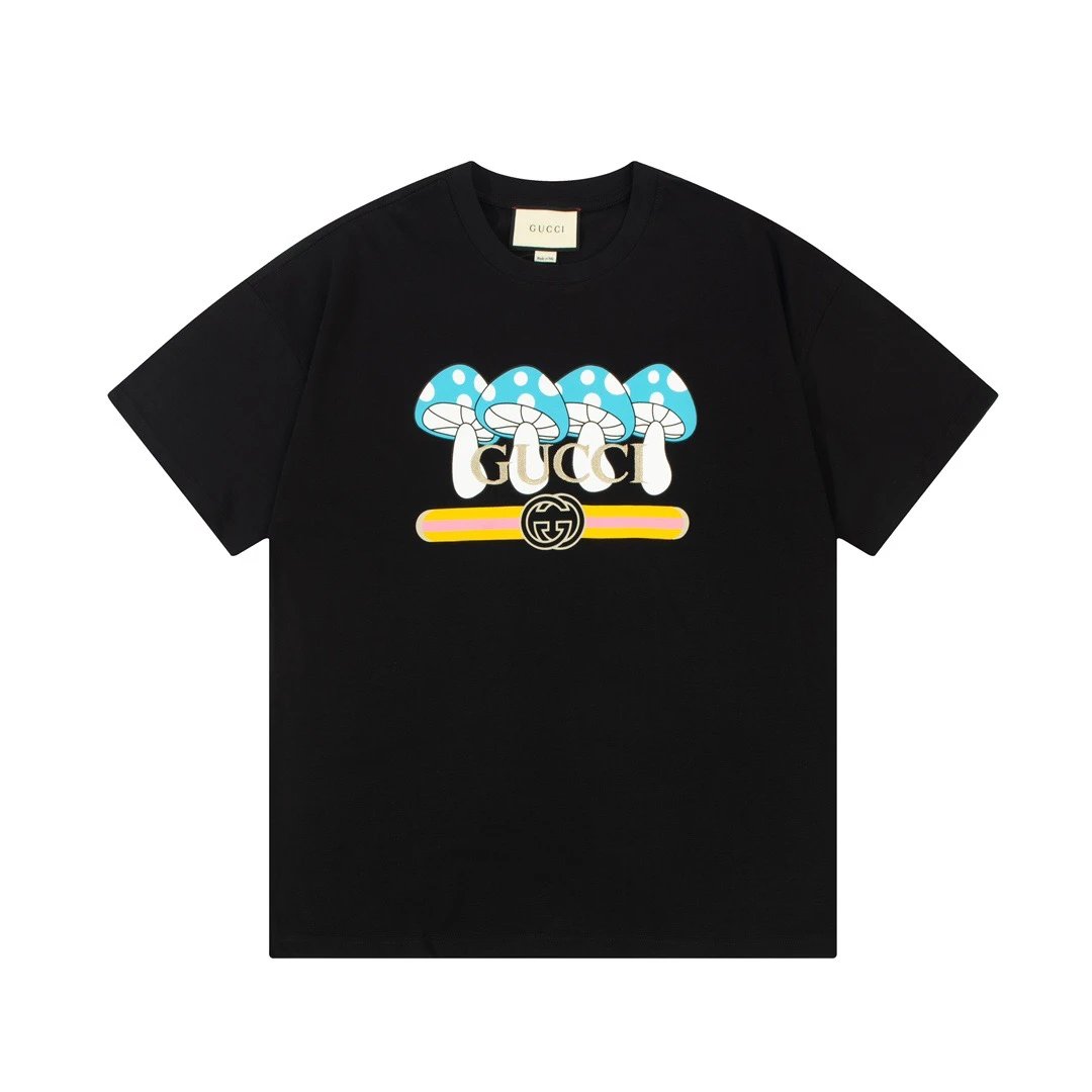Gucci Mushroom GG Stripe Tee Black