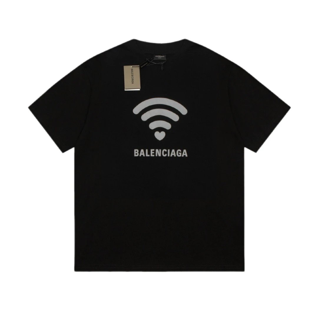 Balenciaga WiFi Heart Logo Tee Black