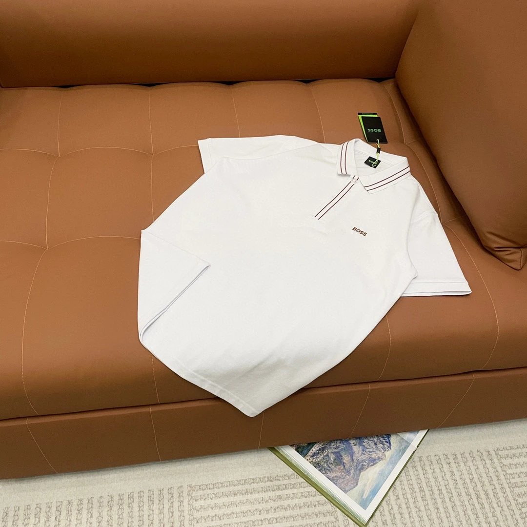 Hugo Boss Tipped Collar Polo White Rose