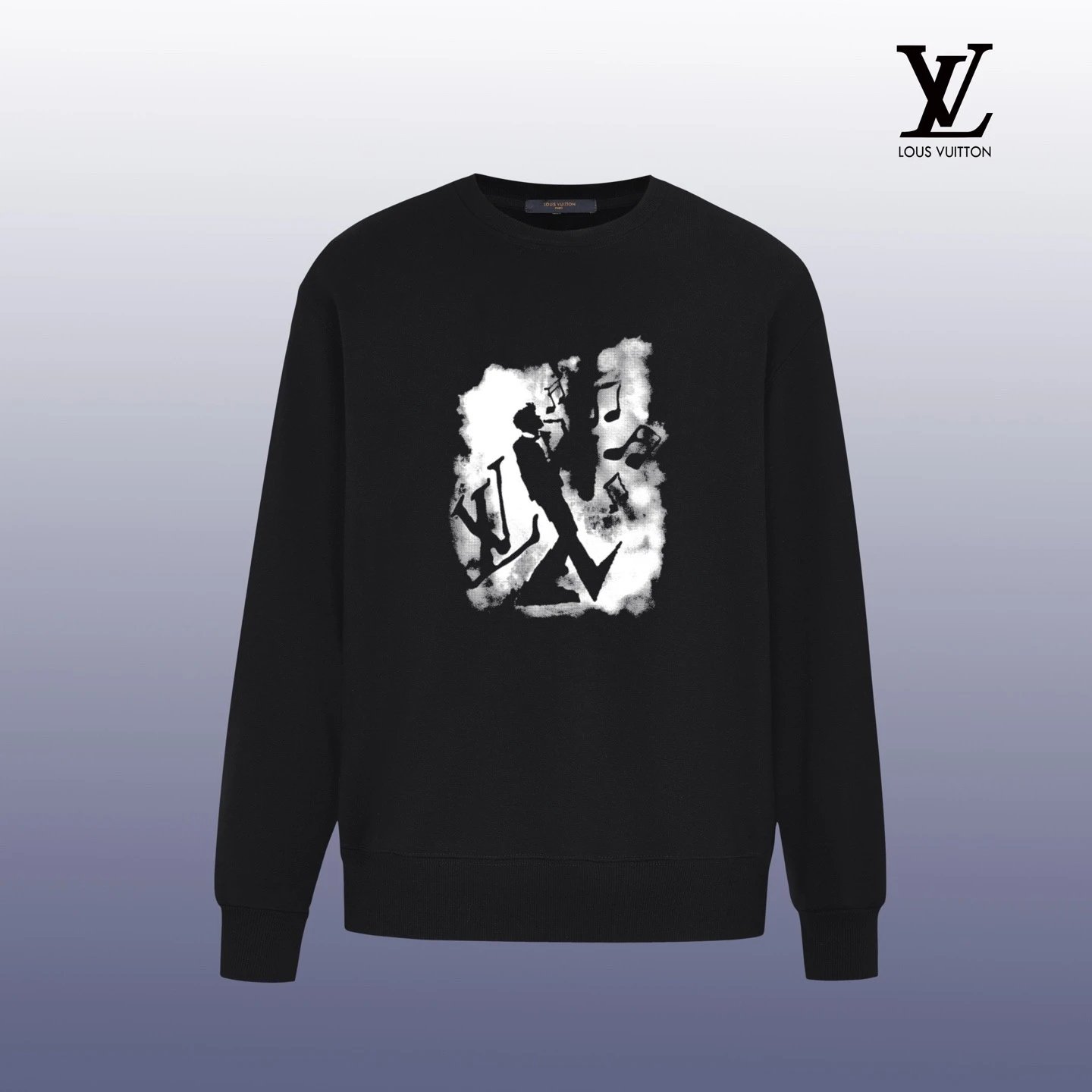 Louis Vuitton Tie-Dye LV Logo Black Sweatshirt Sweater - 6
