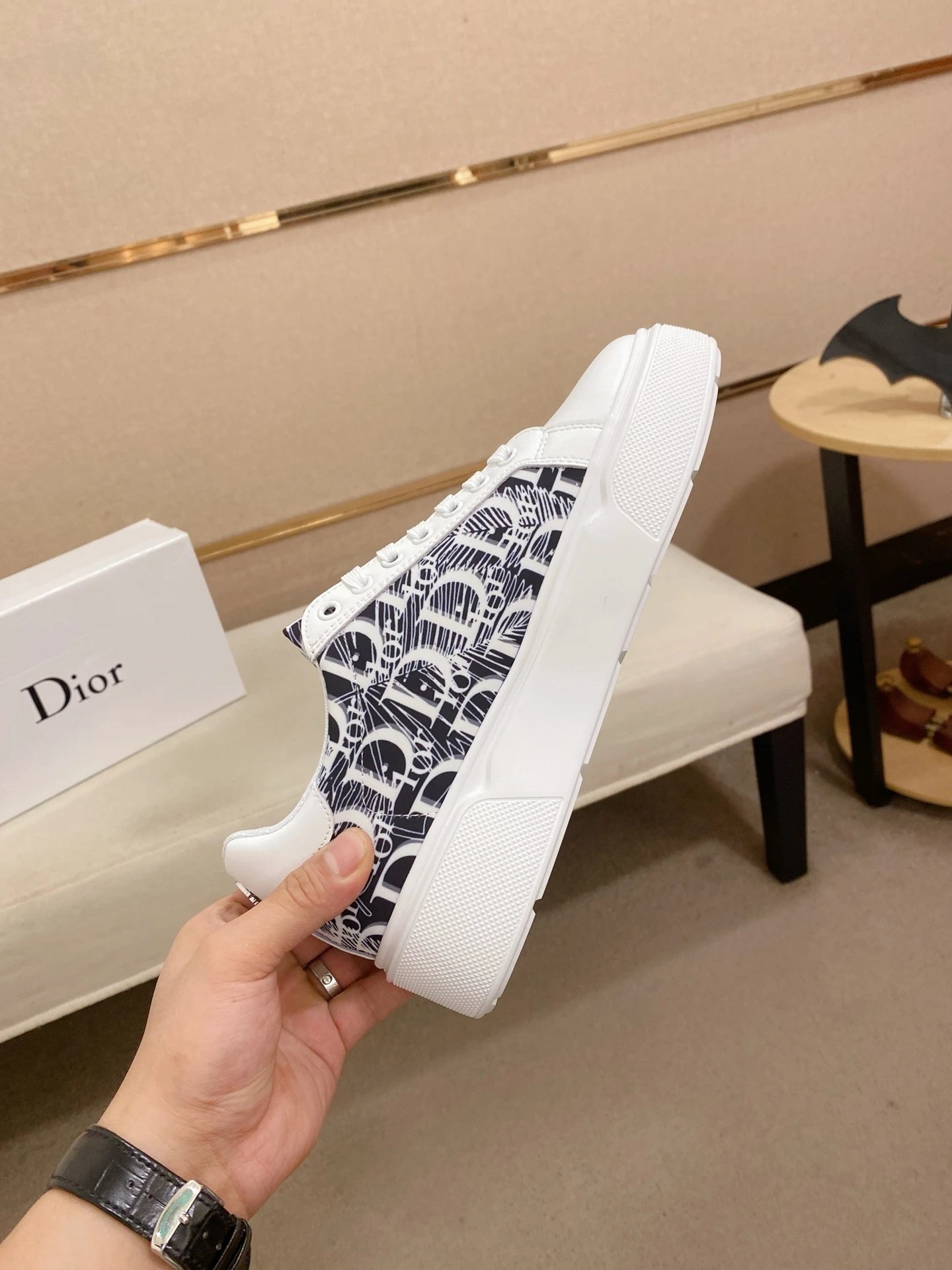 Dior B23 Oblique Print White Chunky Sneakers - 14