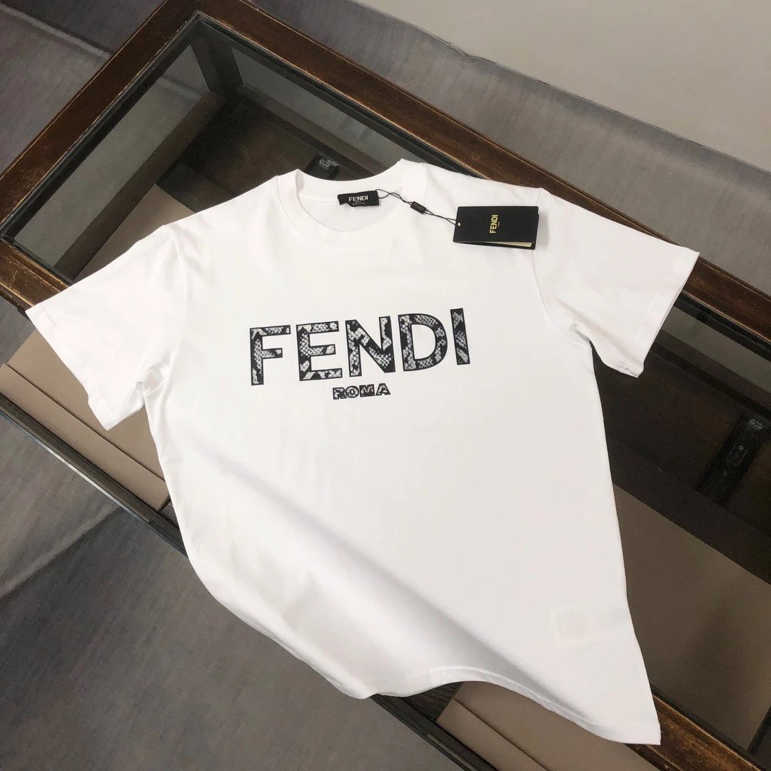 Fendi Roma Snake Print Logo Tee White