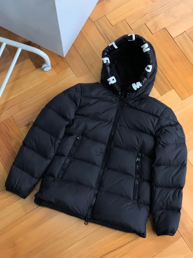 Moncler Down Jackets Hooded quilted puffer jacket with logo-trim hood product detail image 4