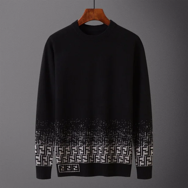 Fendi Knitwear Crew-Neck FF Monogram Knit Sweater product detail image 1
