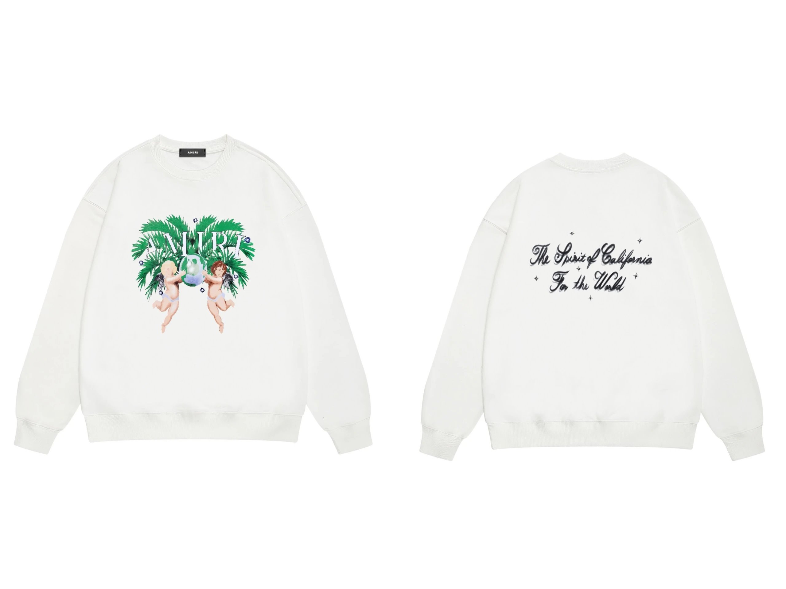Amiri Dripping Logo Oversized Crewneck Sweatshirt Gray Hoodie - 11