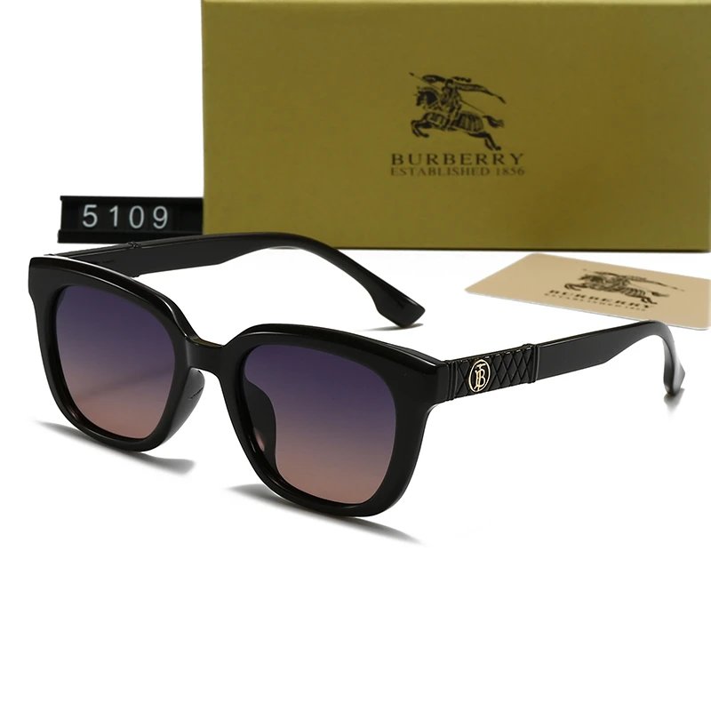 Burberry BE3100 Rimless Square Sunglasses Gold Frame Blue Lens