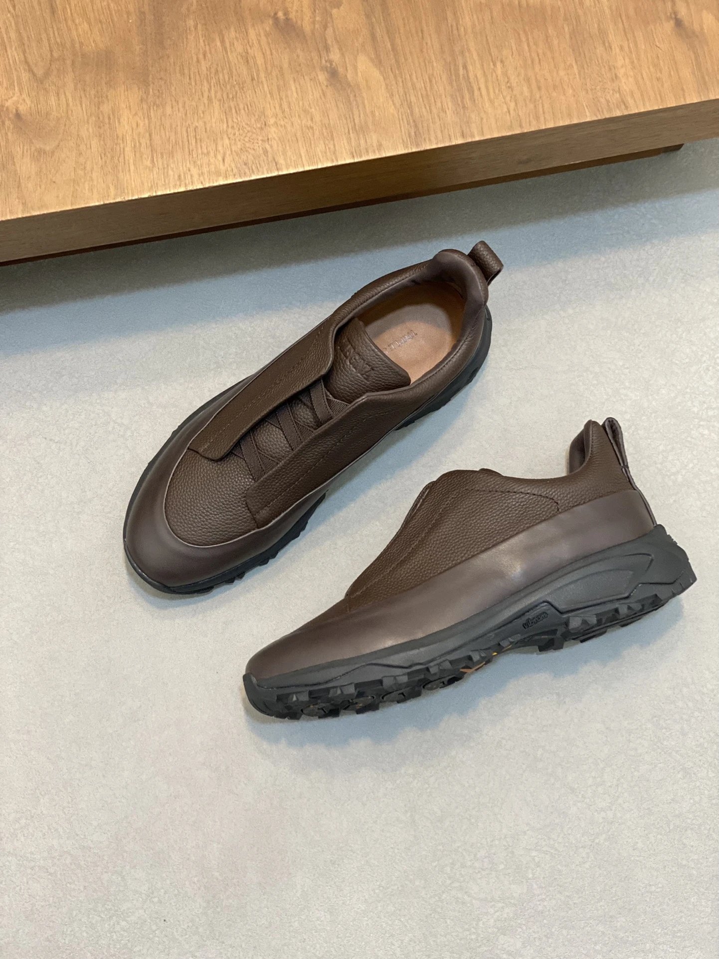 Zegna Wildiron Leather Sneaker Dark Brown