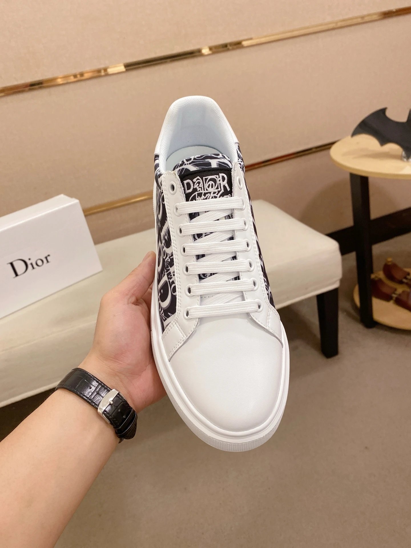 Dior B23 Oblique Print White Chunky Sneakers - 13