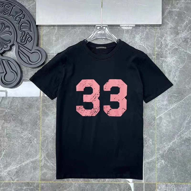 Amiri-Style "No. 33" Digital Print Short-Sleeve T-Shirt
