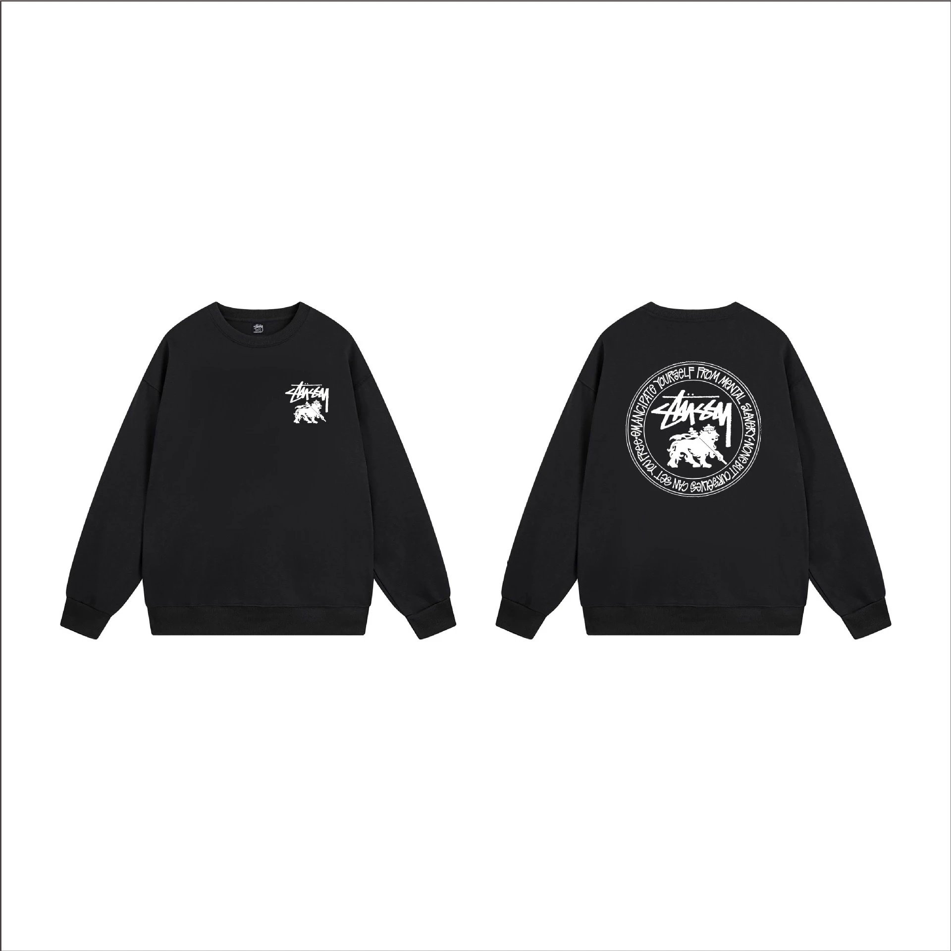 Stussy Lion Crewneck Sweatshirt Black