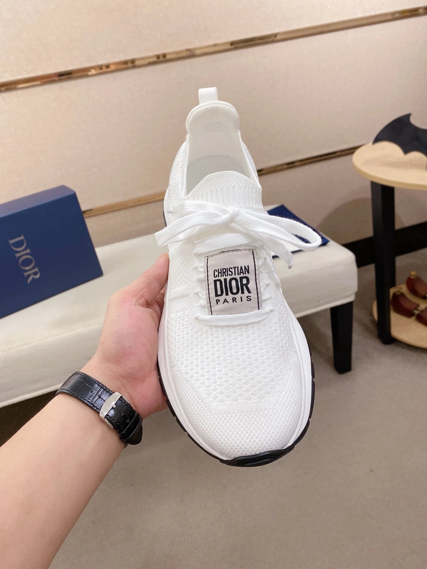 Dior B23 Oblique Print White Chunky Sneakers - 3
