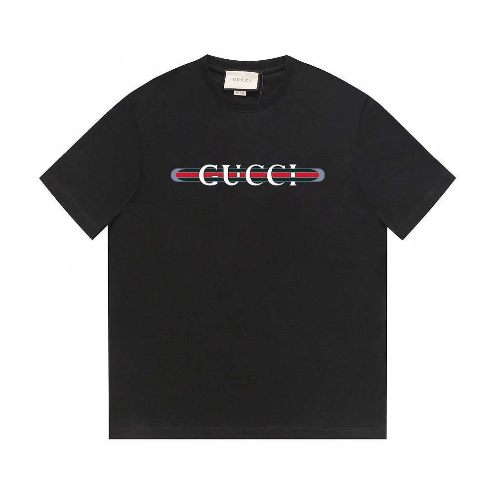 Gucci Web Stripe Script Logo Tee Black