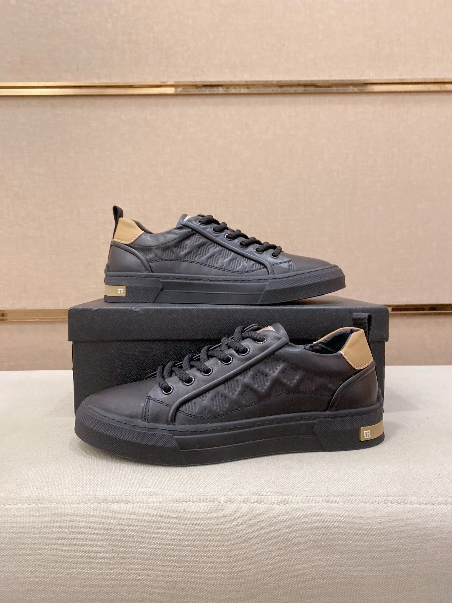 Tod's Quilted Low Top Sneaker Black Tan