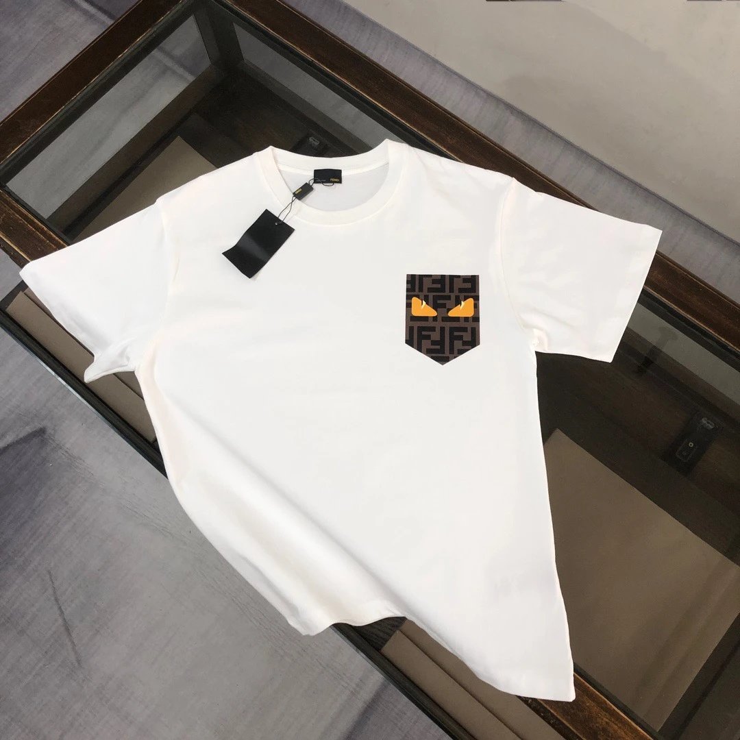 Fendi FF Monogram Bag Bugs Pocket Tee White