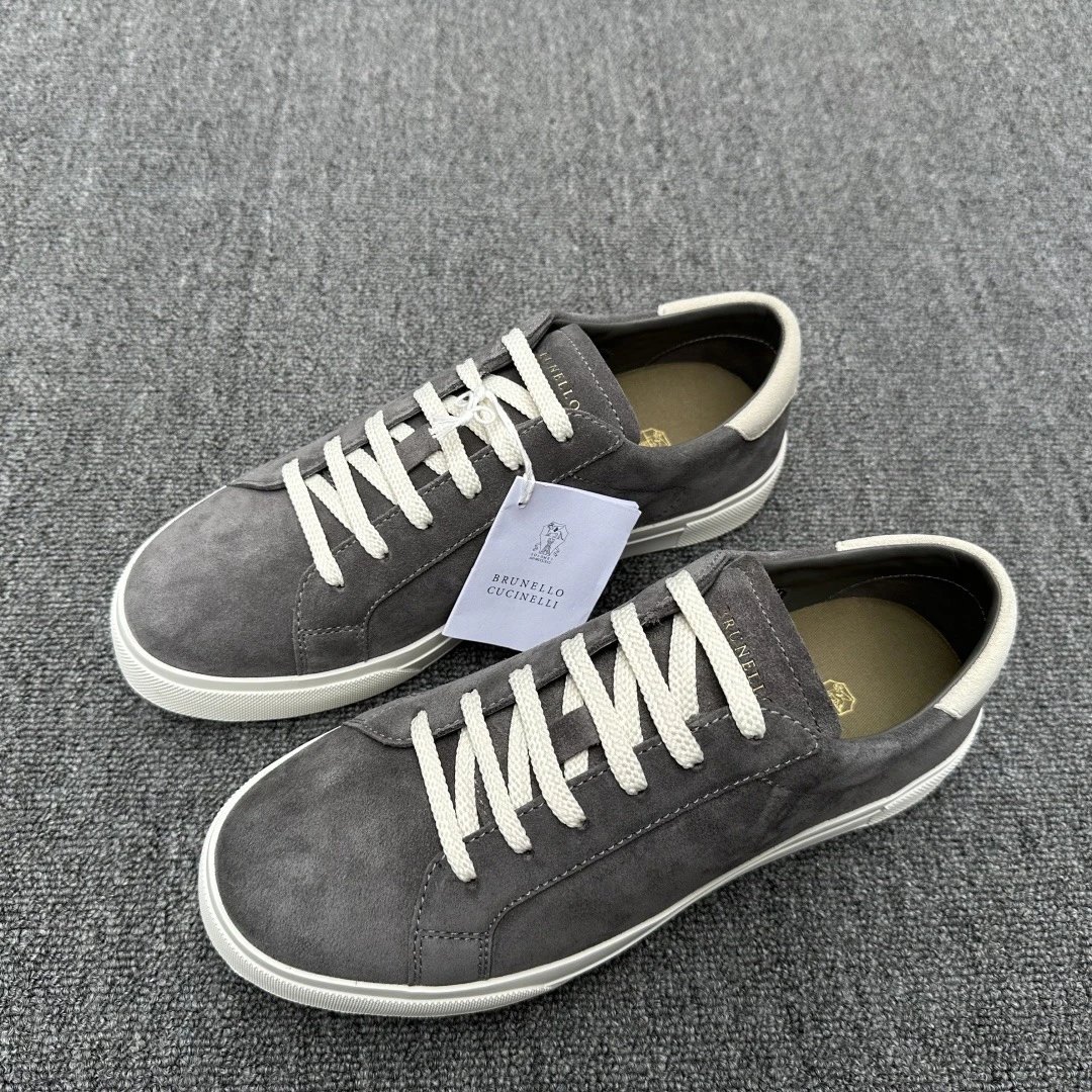 Brunello Cucinelli Suede Low Top Sneaker Grey White