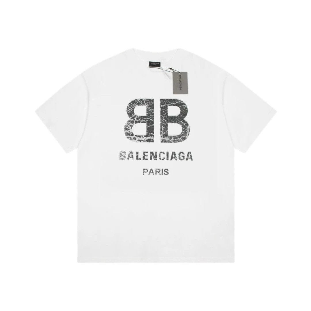 Balenciaga BB Paris Logo Tee White