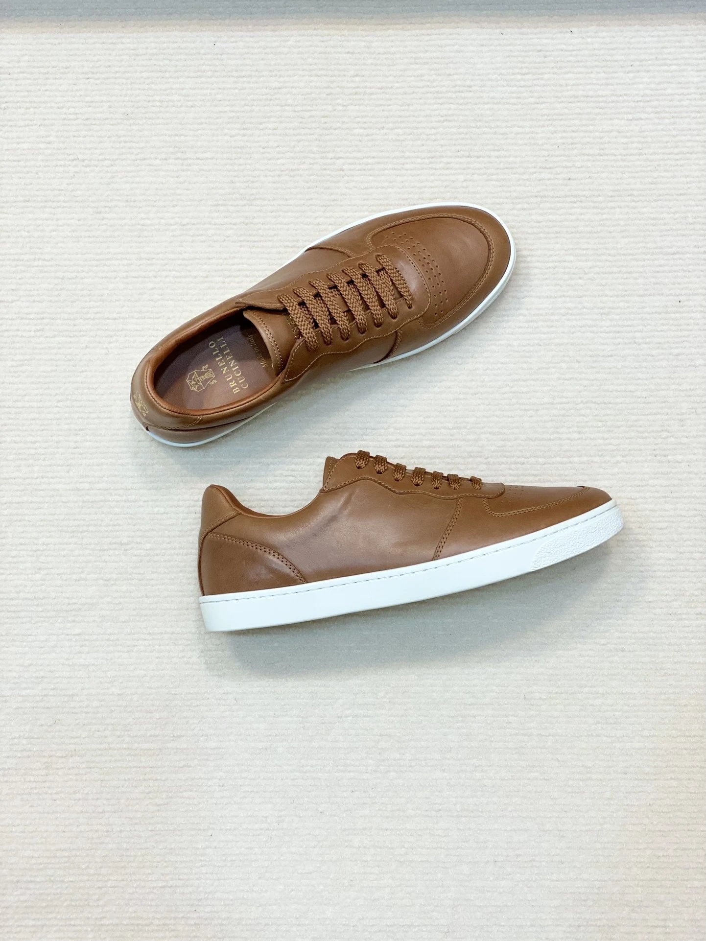 Brunello Cucinelli Leather Low Top Sneaker Tan Brown