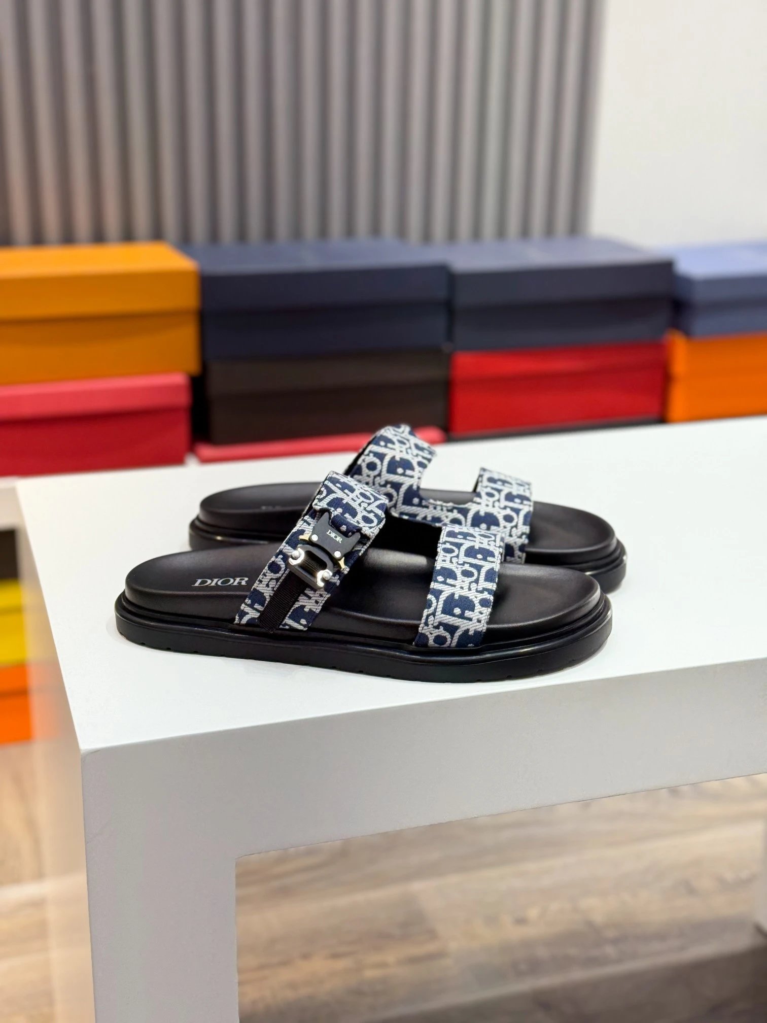 Dior Oblique Print Slide Sandals Brown Slippers - 5