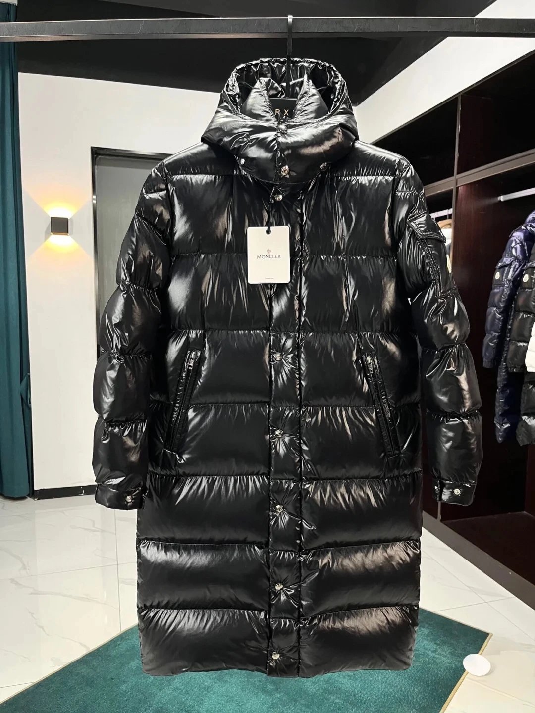 Moncler Maya Long Black Glossy Down Jacket - 6