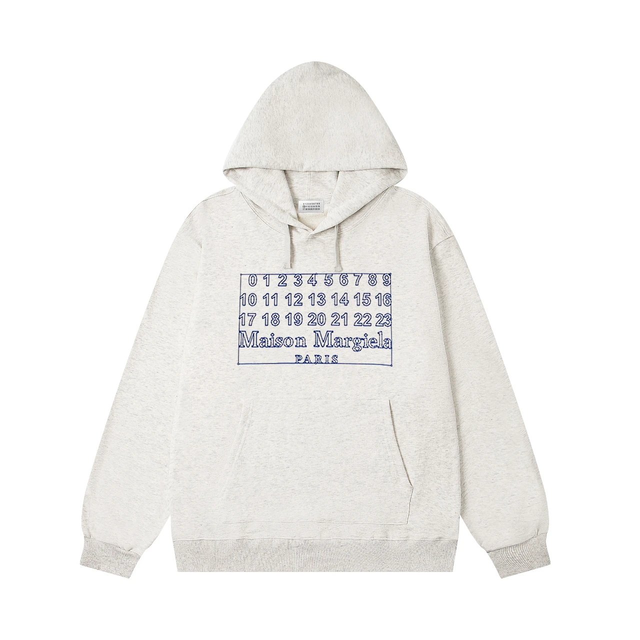 Maison Margiela Numbers Box Embroidered Hoodie Cream