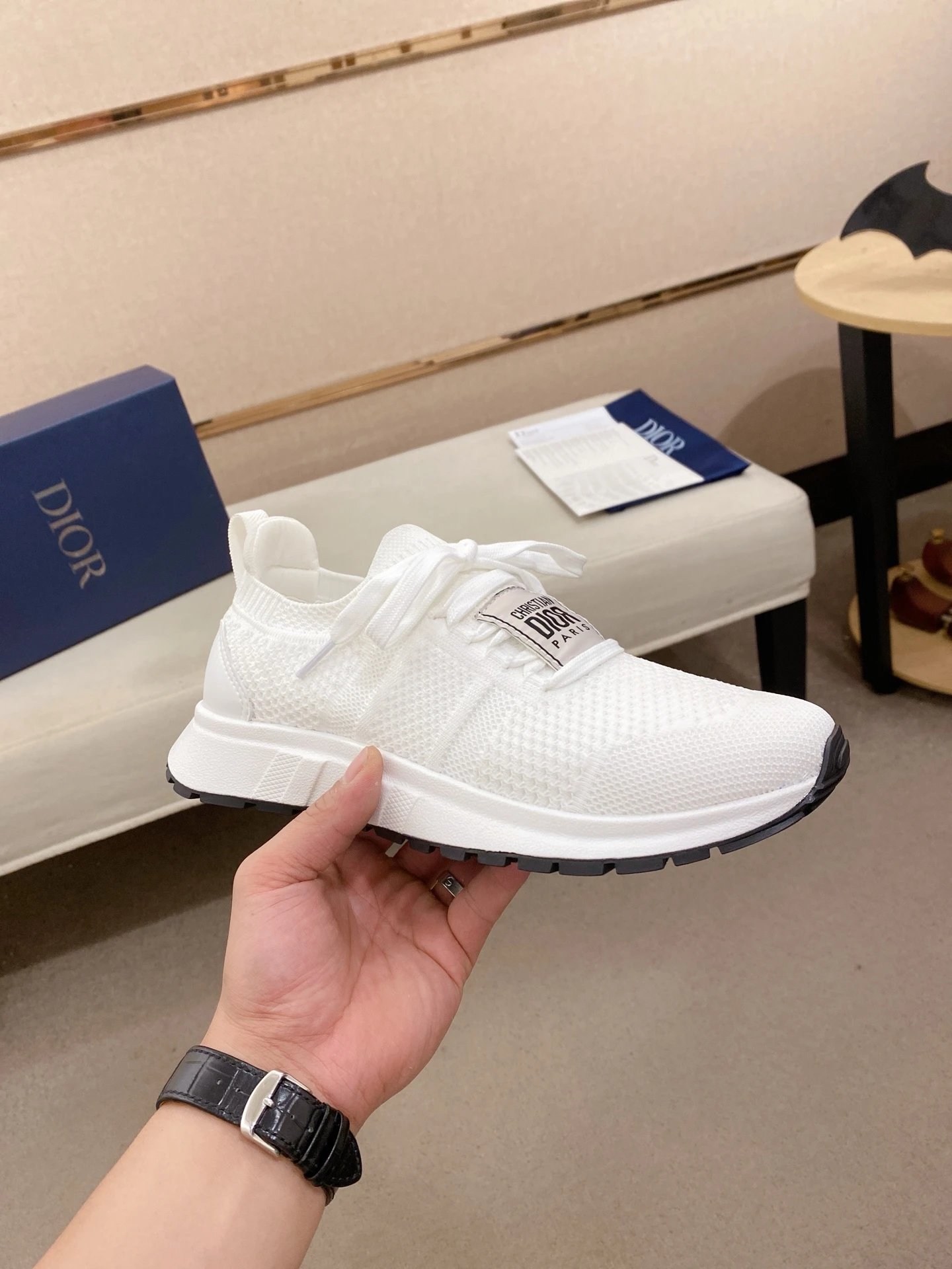 Dior B23 Oblique Print White Chunky Sneakers - 2