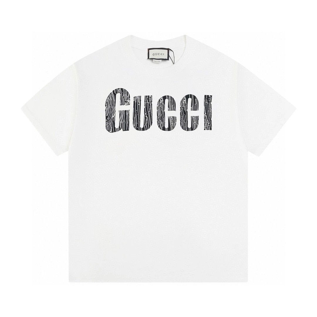 Gucci Woodgrain Logo Graphic Tee White