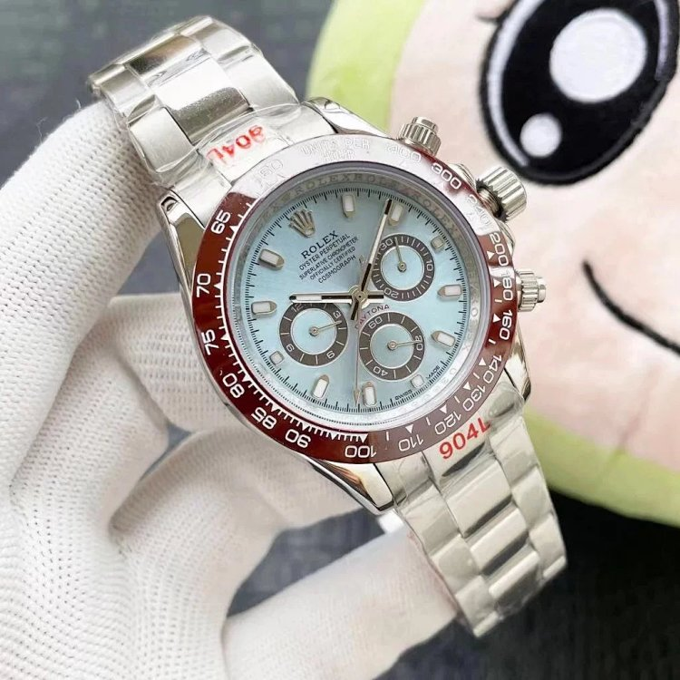 Silver case, baton index Tiffany blue dial, steel band