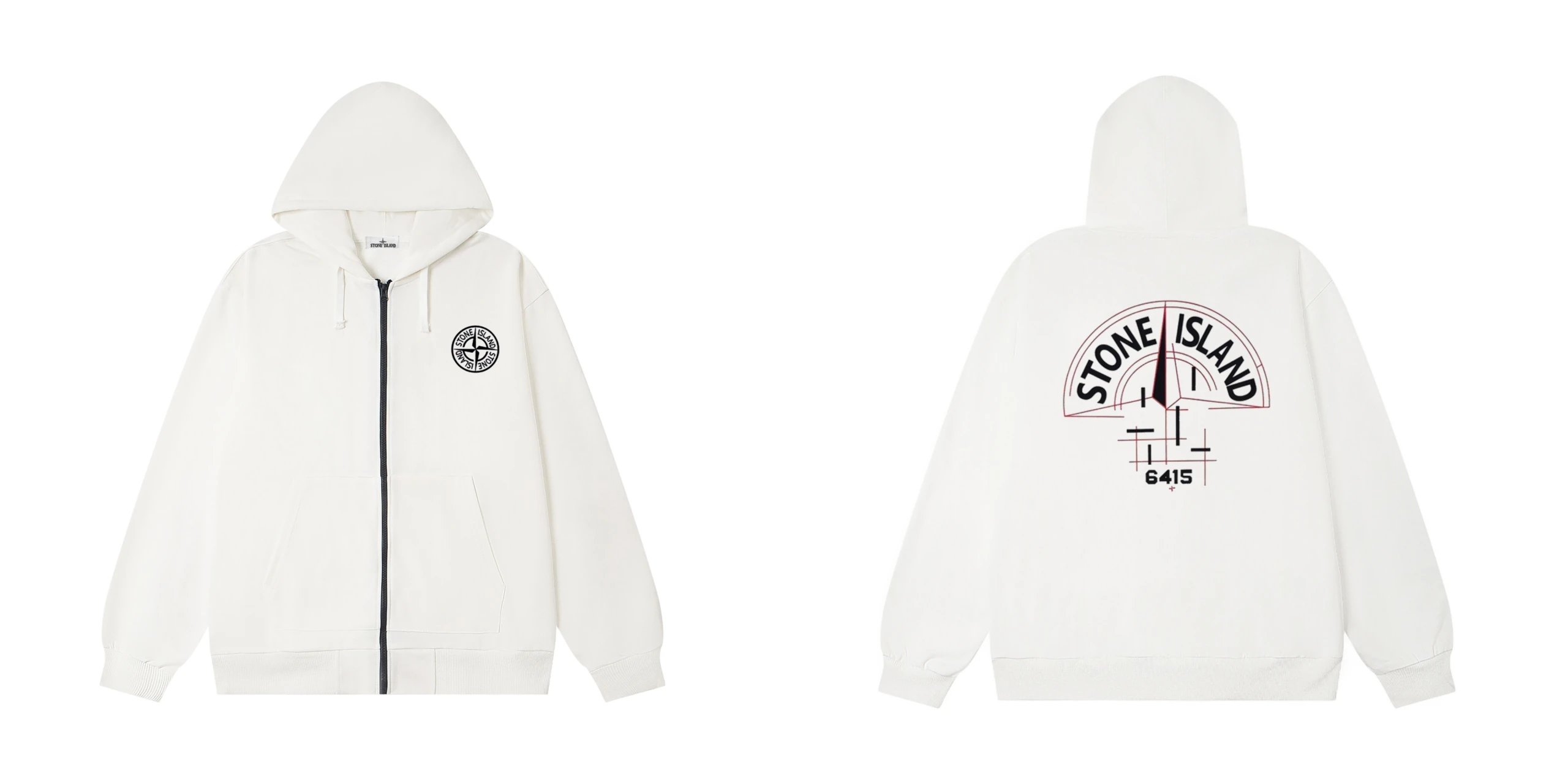 Stone Island 6415 White Hoodie
