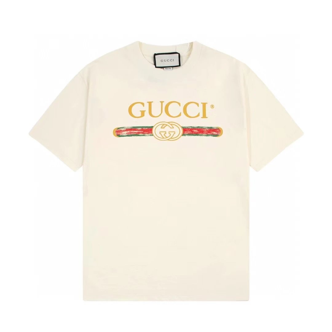 Gucci Gold Web Stripe GG Vintage Logo Tee Cream