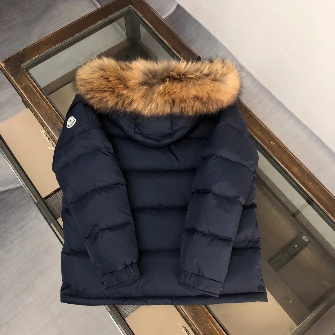 Moncler Maya Navy Down Jacket with Fur Trim - 12