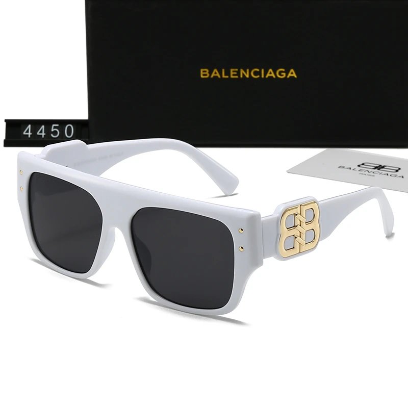 Balenciaga BB Oversized Square Sunglasses White Frame Gold BB Dark Lens #4450