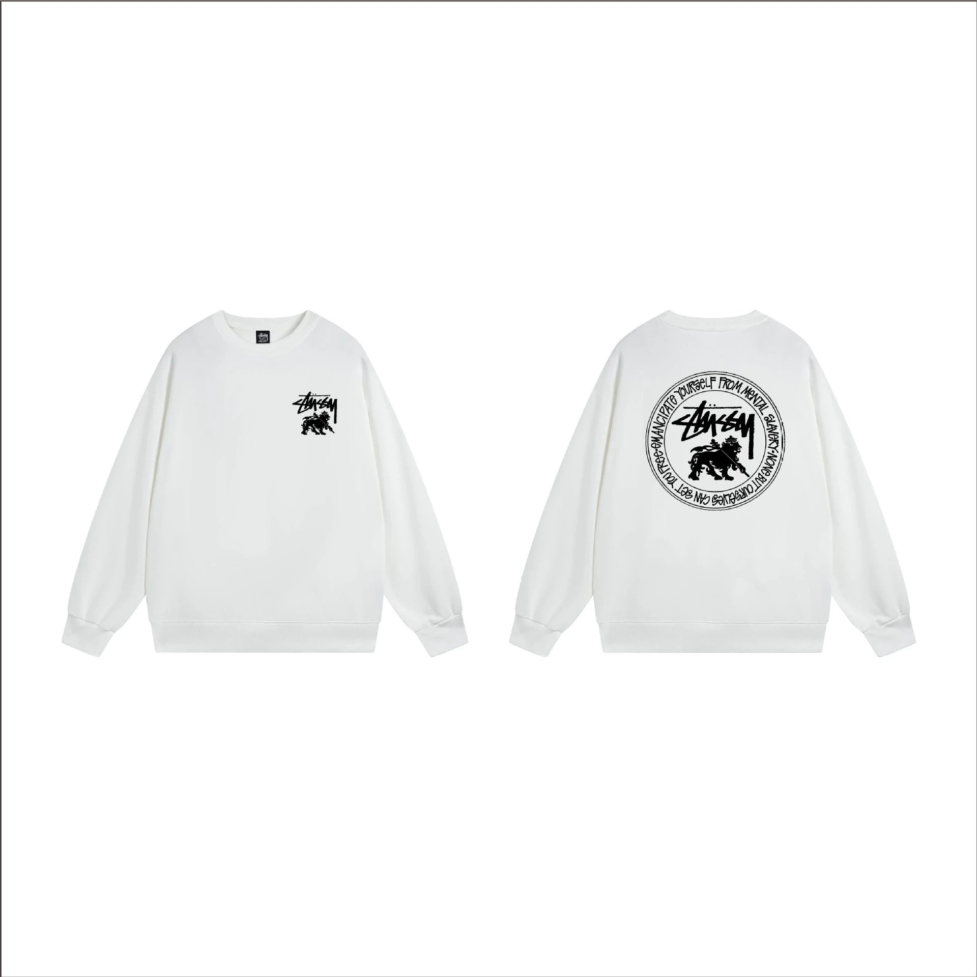 Stussy Lion Crewneck Sweatshirt White