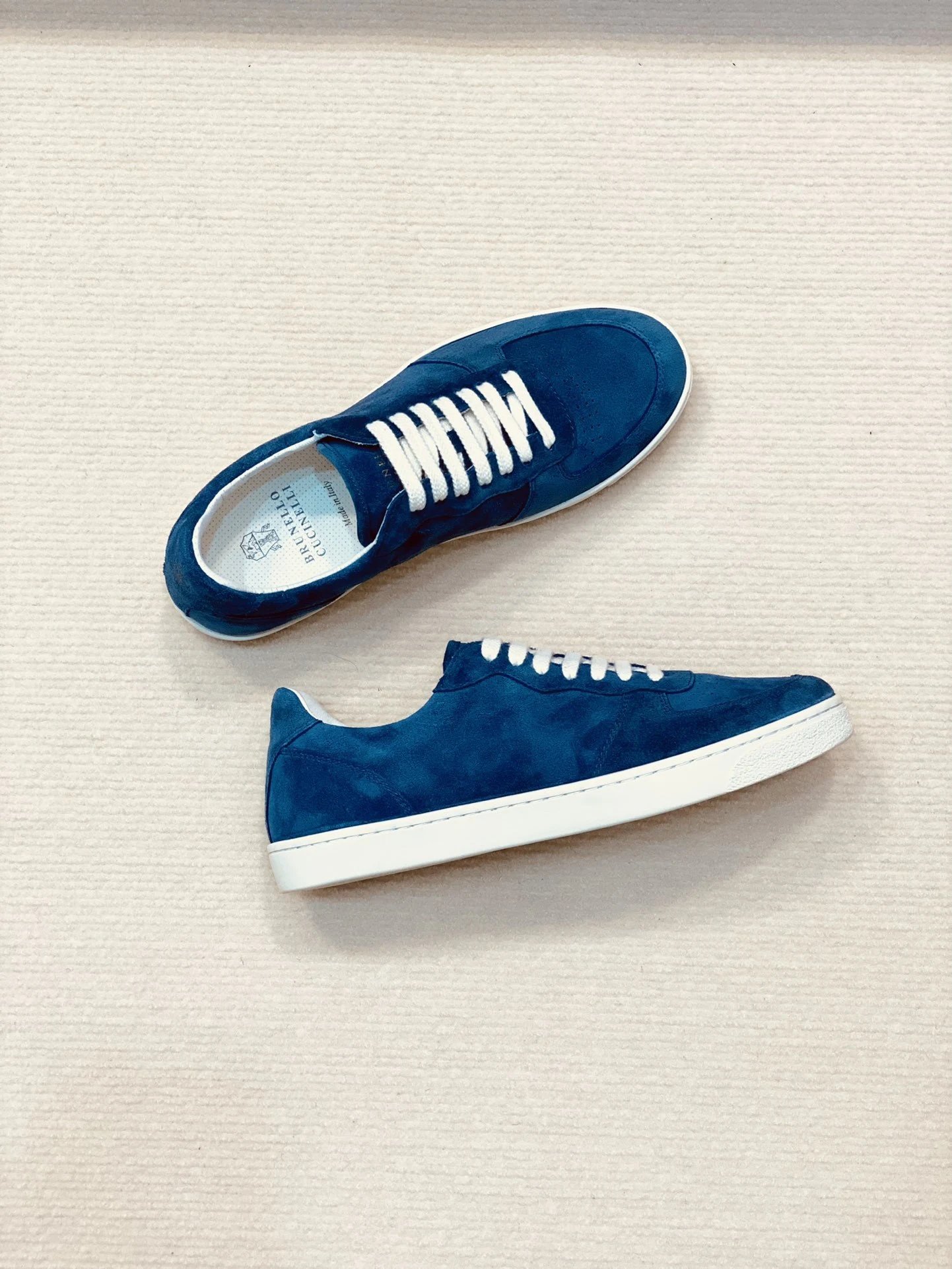 Brunello Cucinelli Suede Low Top Sneaker Blue White