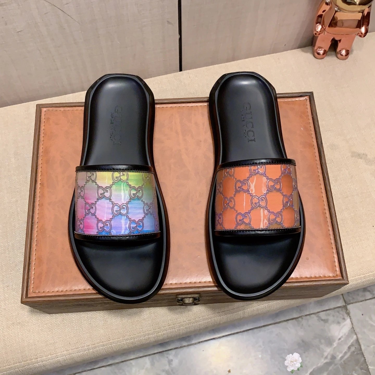 Gucci GG Crystal Slide Rainbow Orange Black