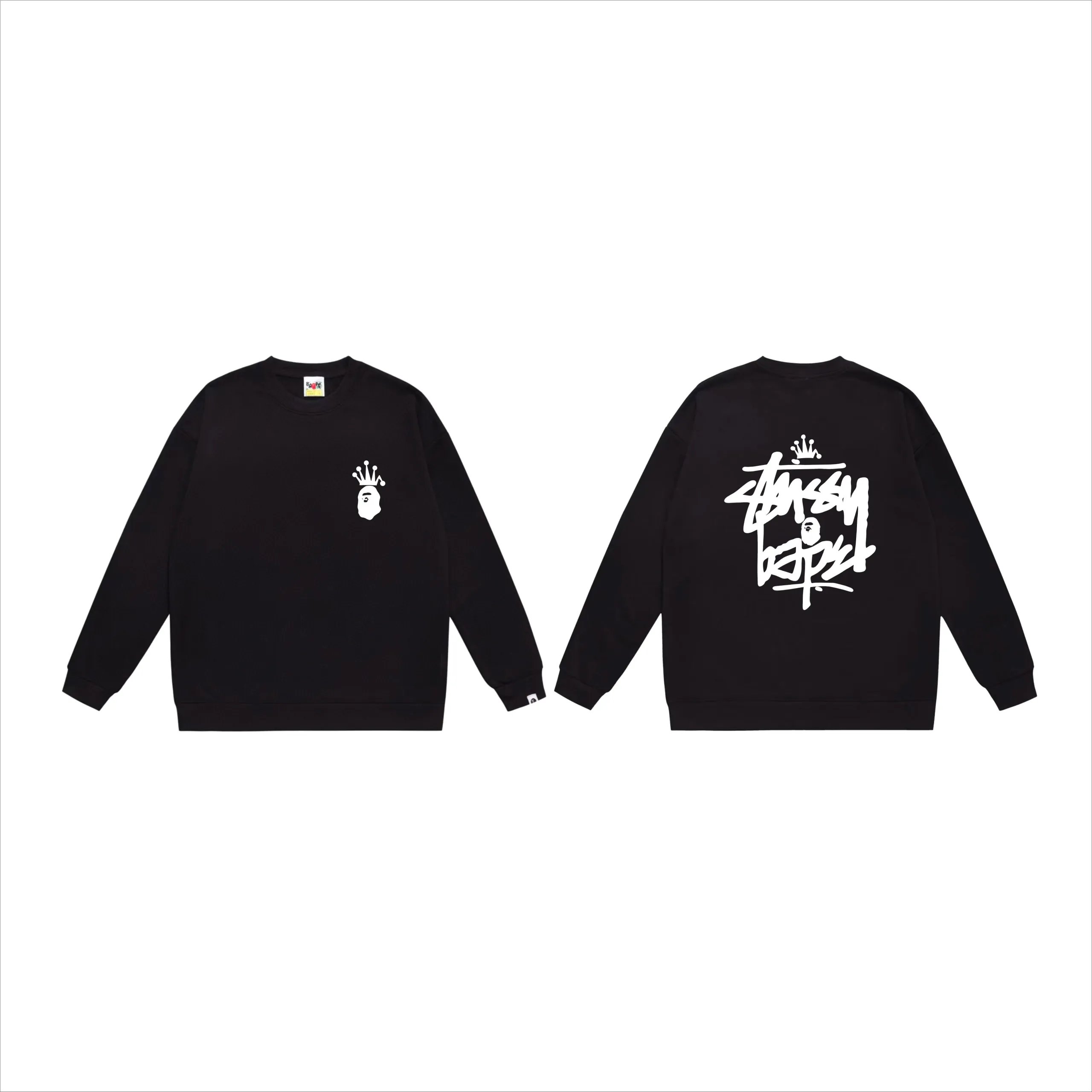 Stussy x Bape Crewneck Sweatshirt Black
