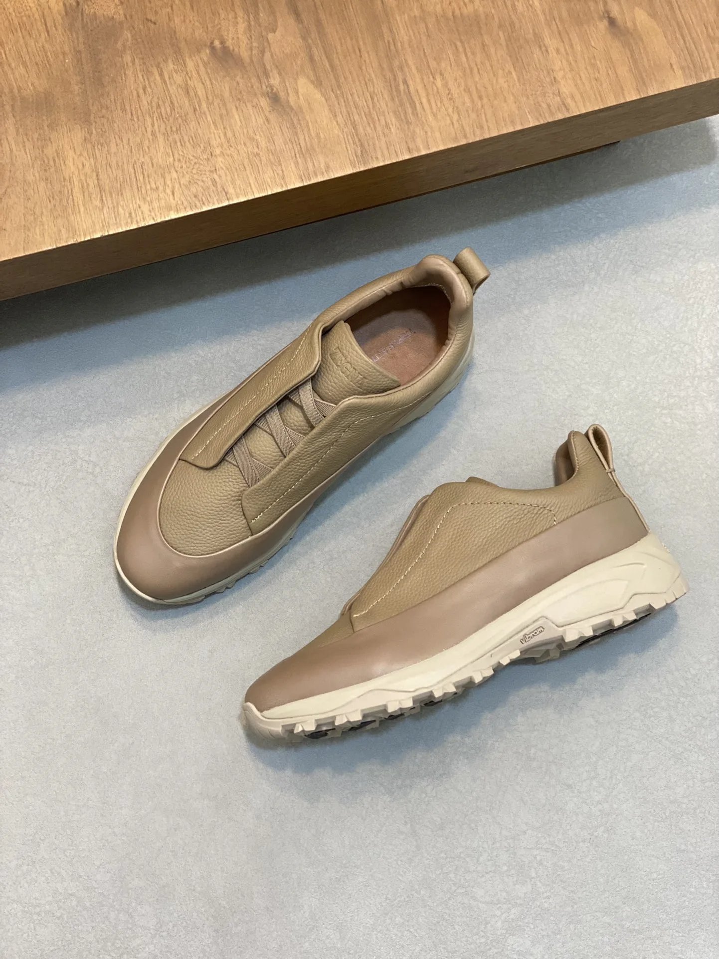 Zegna Wildiron Leather Sneaker Beige Cream