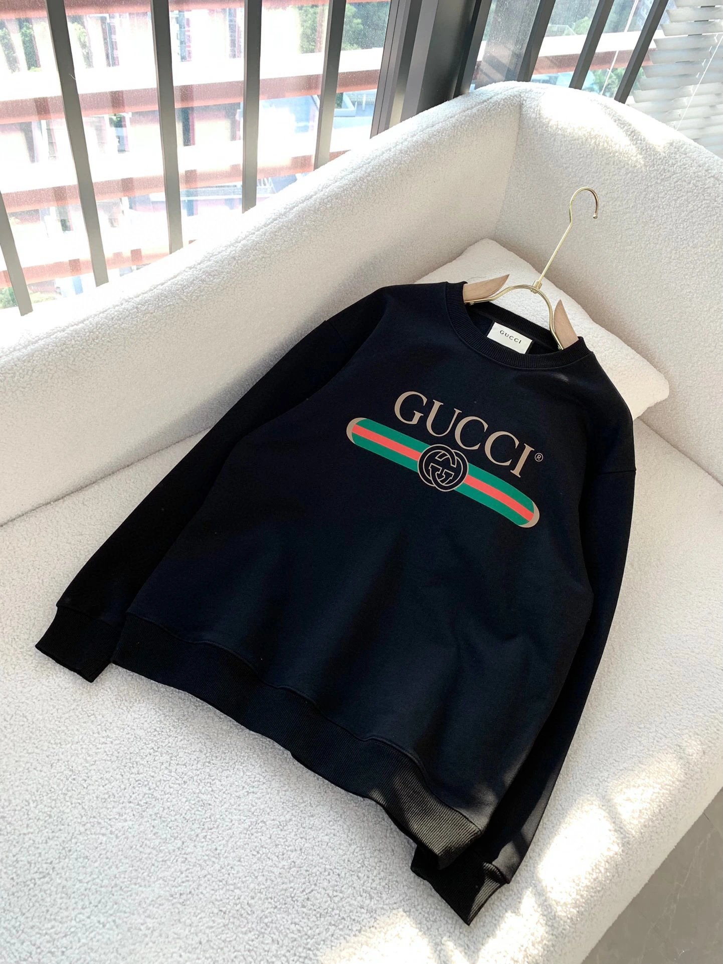 Gucci Logo Print Black Hoodie - 1