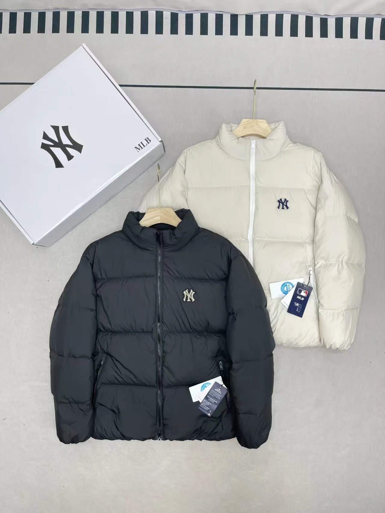 MLB Black Puffer Jacket and MLB Beige Puffer Jacket
