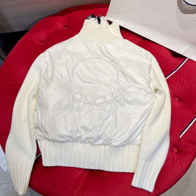 Moncler Down Jackets Knitted-sleeve puffer jacket product detail image 7