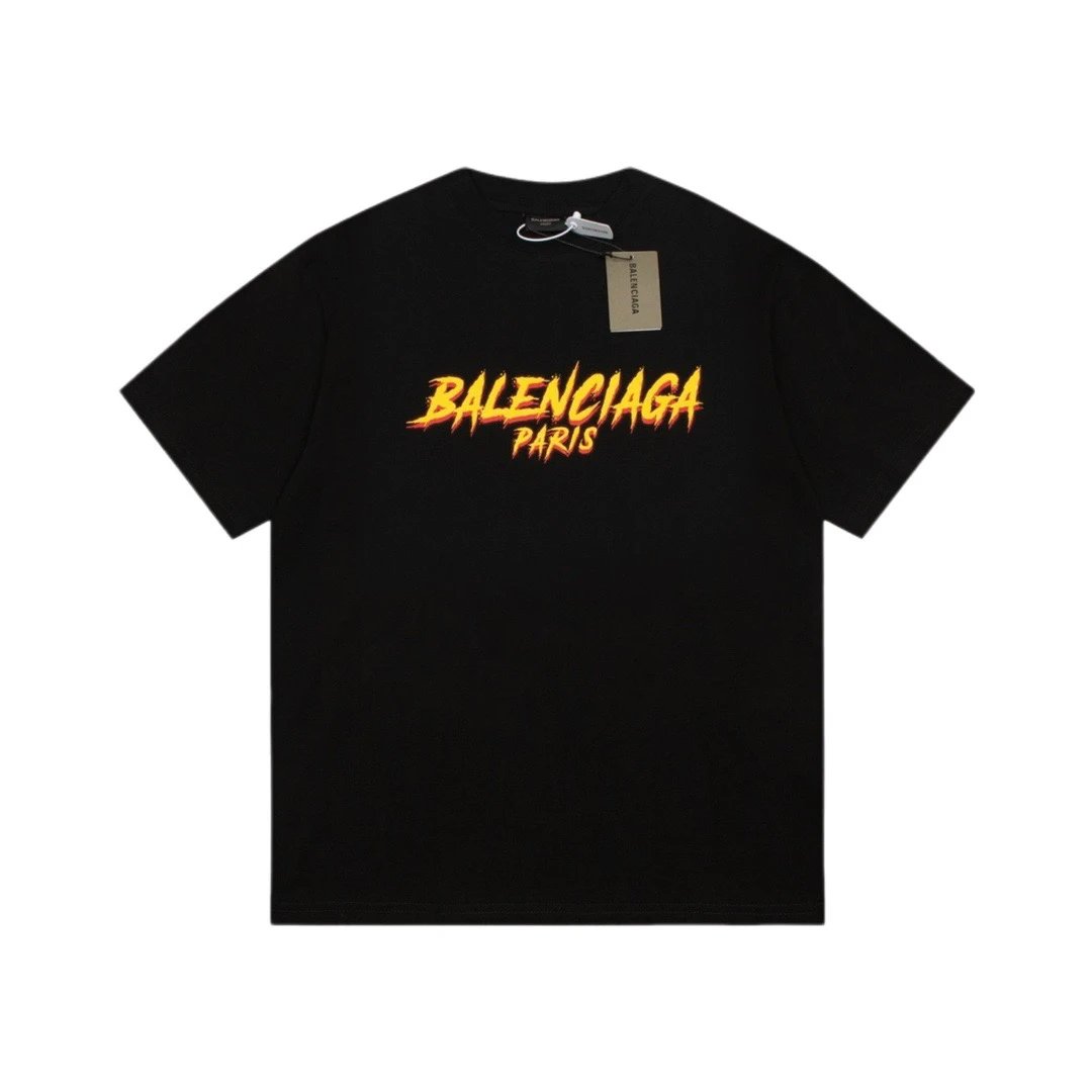 Balenciaga Paris Flame Logo Tee Black