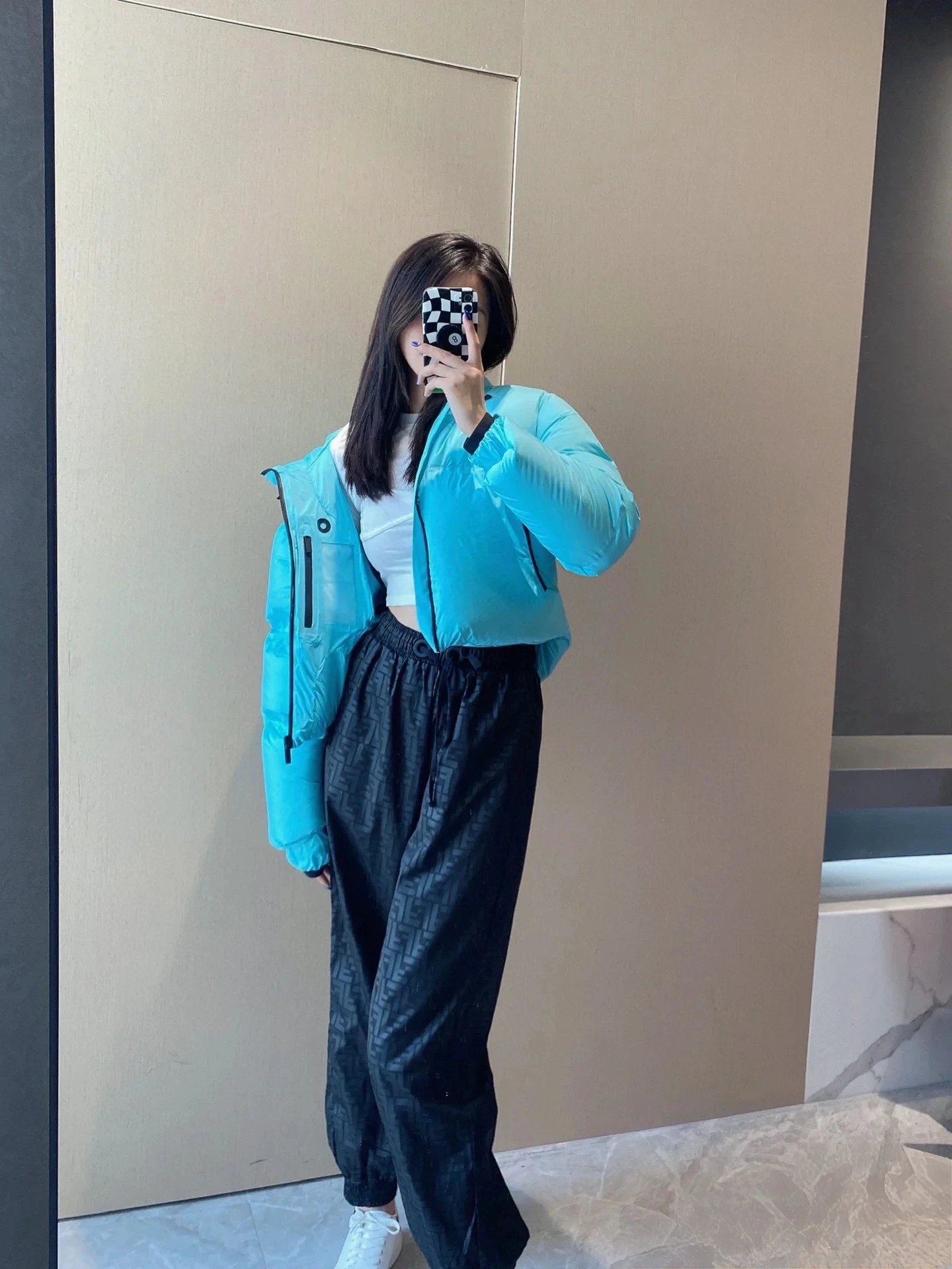 Prada Re-Nylon Down Jacket Turquoise Blue Outerwear - 10