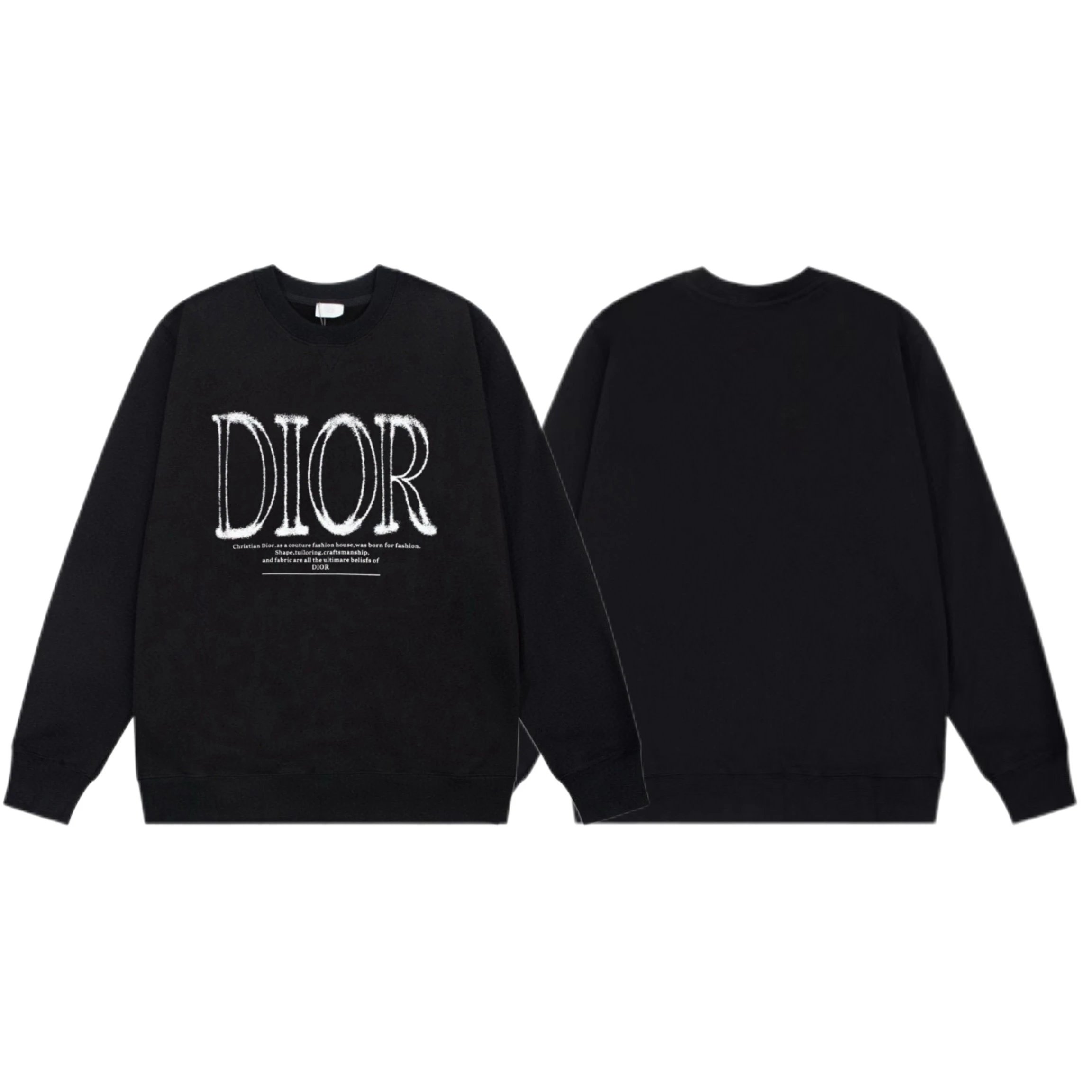 Dior Fuzzy Letter Logo Crewneck Sweatshirt Black