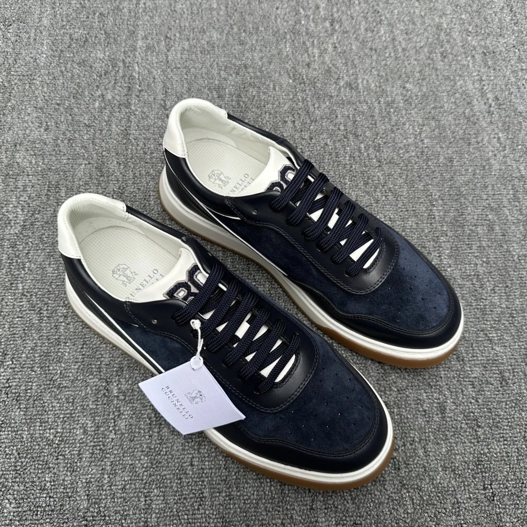 Brunello Cucinelli Court Sneaker Navy Suede Gum