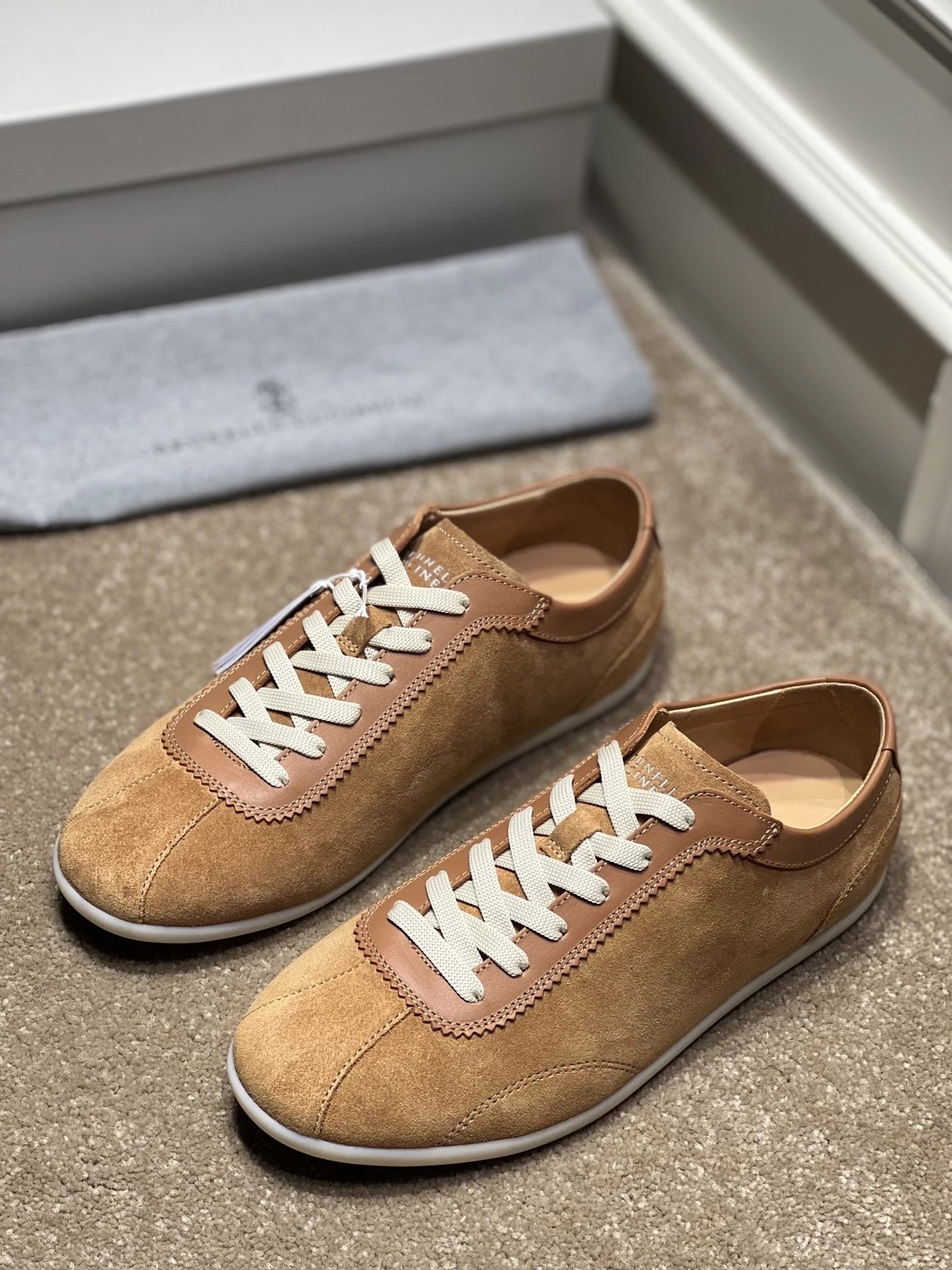 Brunello Cucinelli Runner Sneaker Tan Camel White