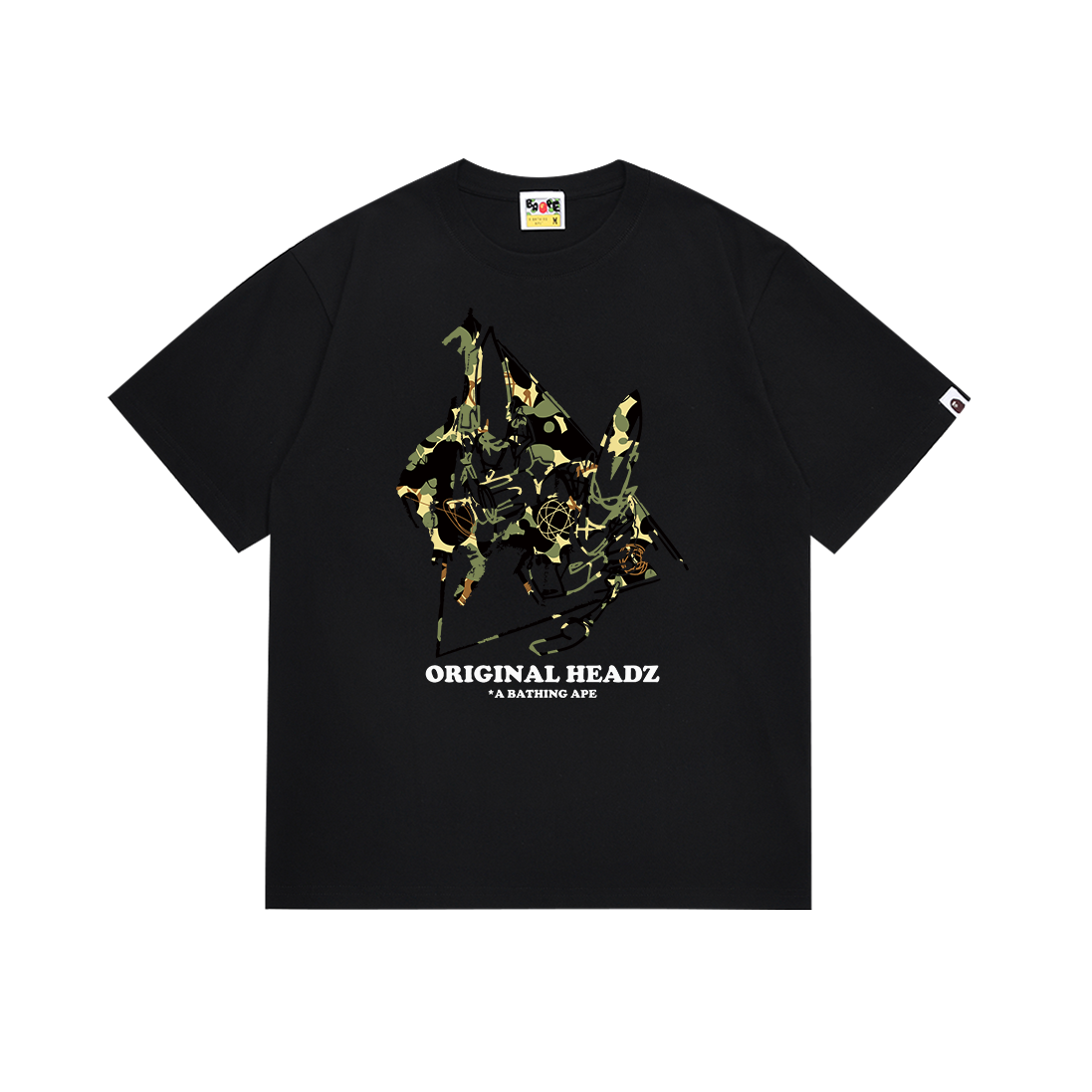BAPE Original Headz Tee Black Green Camo