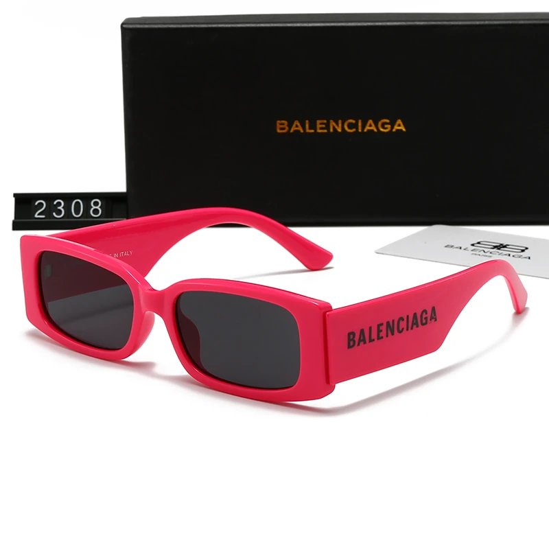 Balenciaga Rectangle Sunglasses Pink Frame Dark Lens #2308