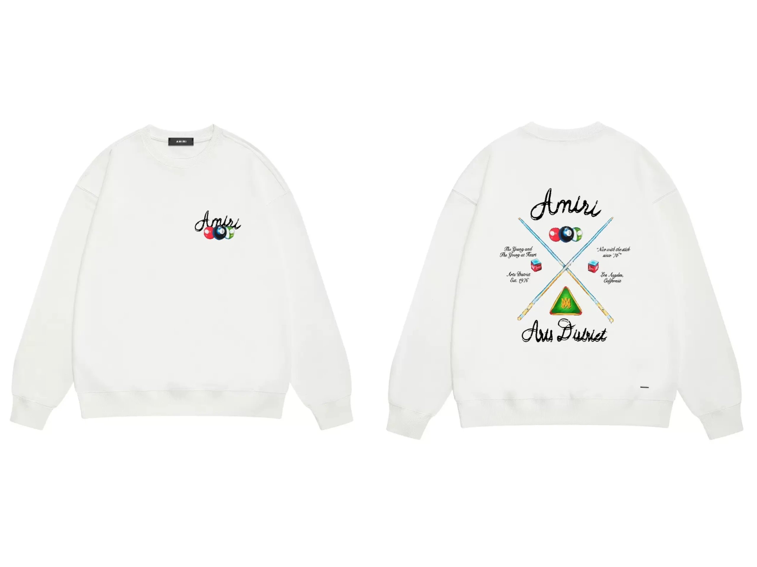 Amiri Dripping Logo Oversized Crewneck Sweatshirt Gray Hoodie - 5
