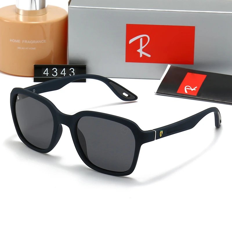 Ray-Ban RB4605 Double Bridge Square Sunglasses Matte Black Frame Blue Lens