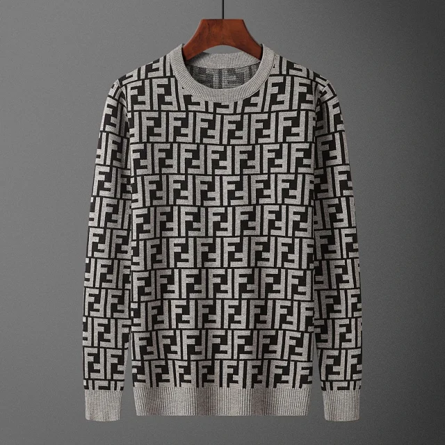 Fendi Knitwear Crew-Neck FF Monogram Knit Sweater product detail image 2