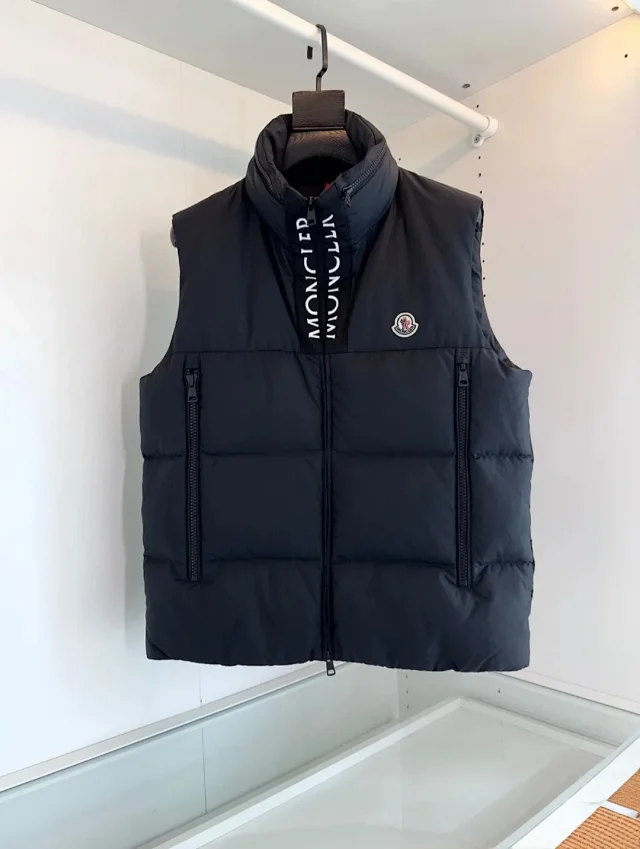 Moncler Vests Quilted stand-collar zip vest with vertical pockets product detail image 3